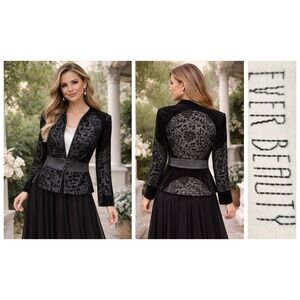 Ever Beauty VTG Black Burnout Velvet Whimsigoth Romantic Victorian Jacket 10